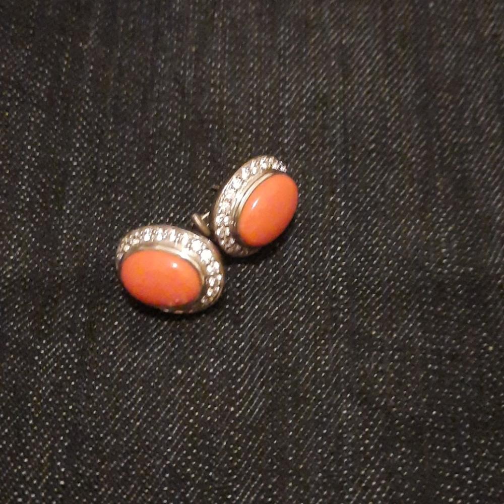Pink colored earrings with cz